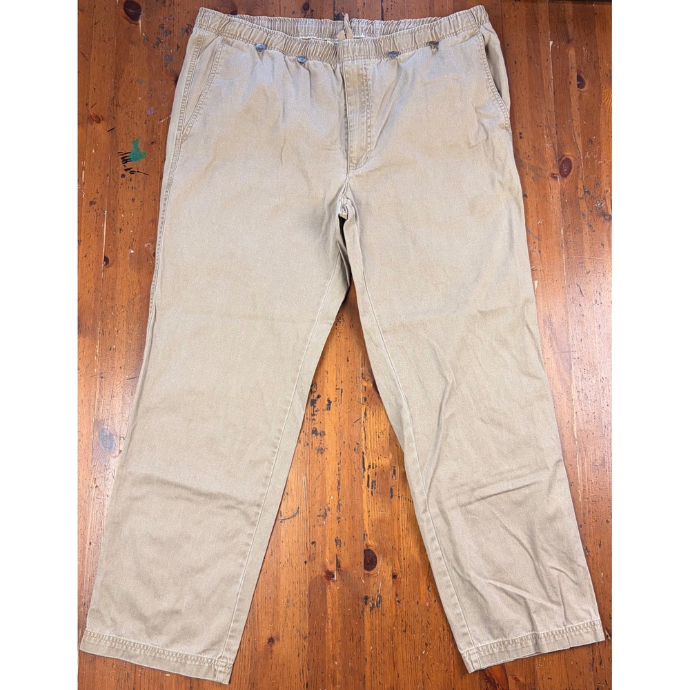 ORVIS Mens 40x31 Tan Cotton Elastic Waist Drawstring Comfy Relaxed Fit Pants